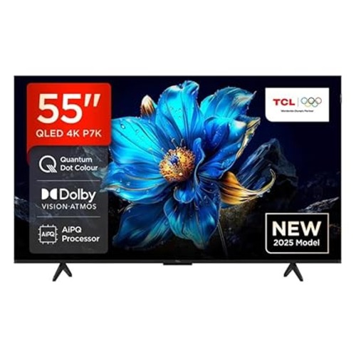 TCL139 cm (55 inch) QLED Ultra HD (4K) Smart Google TV with Dolby Vision- Atmos 35W | ONKYO 2.1ch with Subwoofer|Game Master(55P7K)2025 model